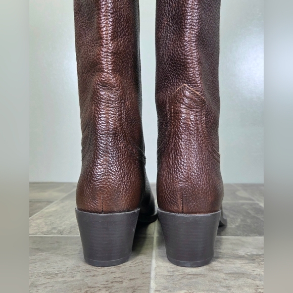 NEW ZARA TEXTURED LEATHER KNEE HIGH WESTERN BOOTS. - Picture 9 of 16